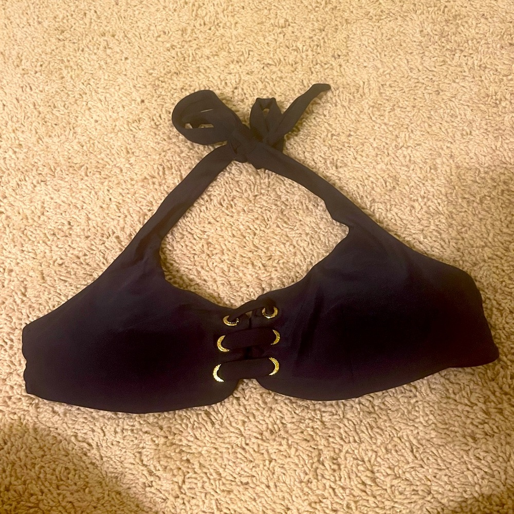 Abercrombie & Fitch Dark Navy Blue Halter Tie Bikini Top Medium M